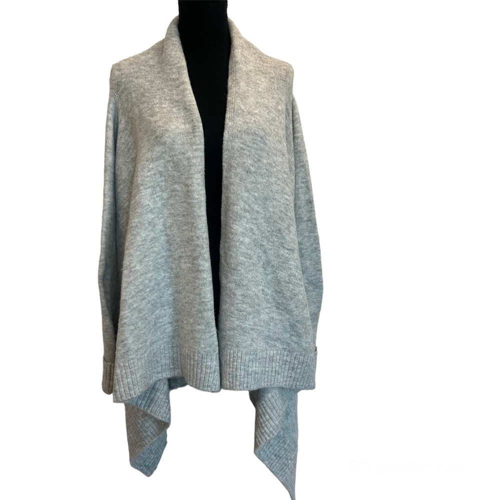 ZARA light gray asymmetrical open front cardigan Sz S